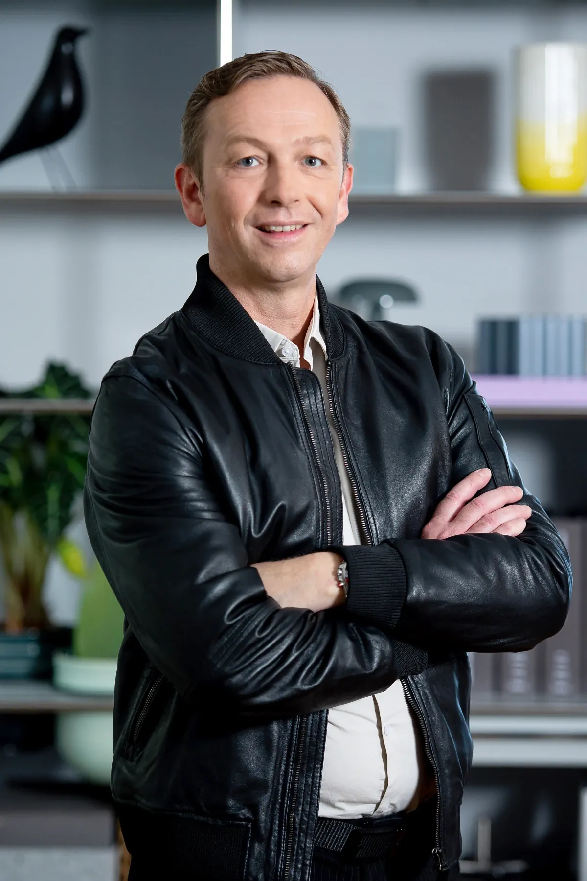 Mitarbeiterfotos Mann Lederjacke